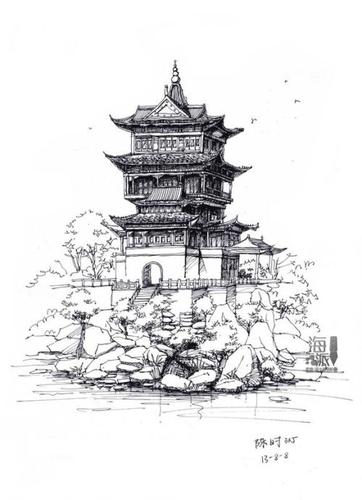 古代建筑简笔画-在线图片欣赏古建筑楼简笔画古建筑楼简笔画