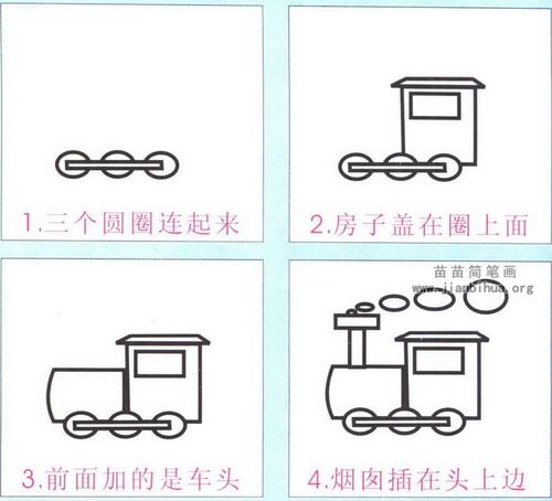 卡通火车头简笔画图解