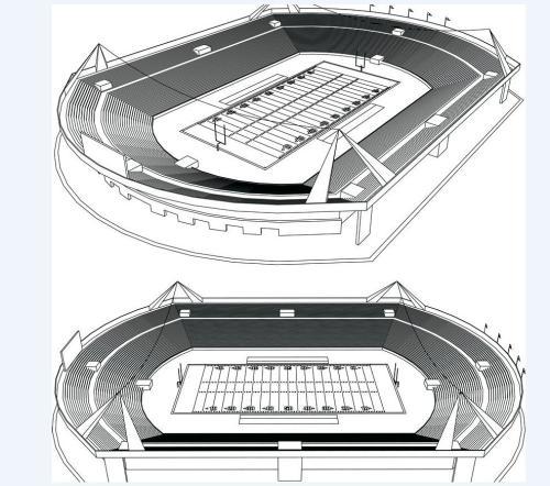 足球场立体简笔画
