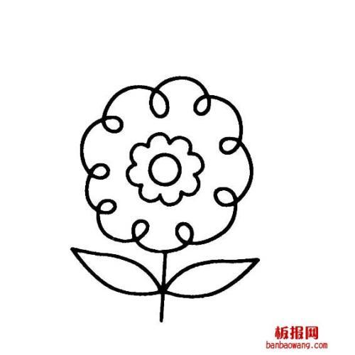 一朵花黑白简笔画