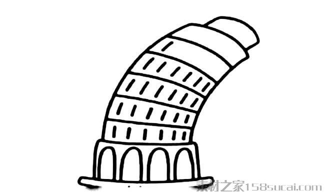 建筑比萨斜塔4简笔画