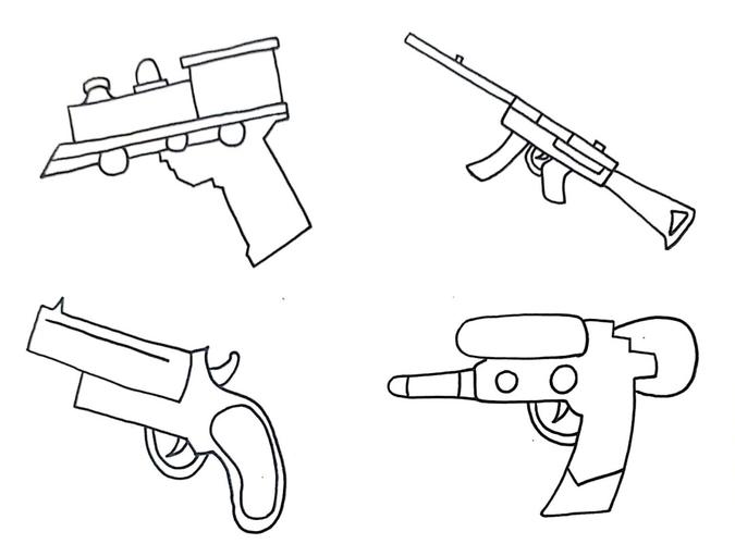 简笔画  线描画  素材|我的玩具手枪