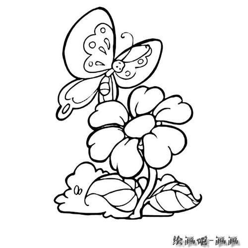 蝴蝶采花植物花简笔画步骤图片大全