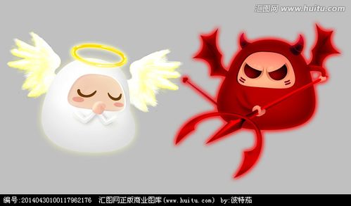 简笔画q版天使与恶魔