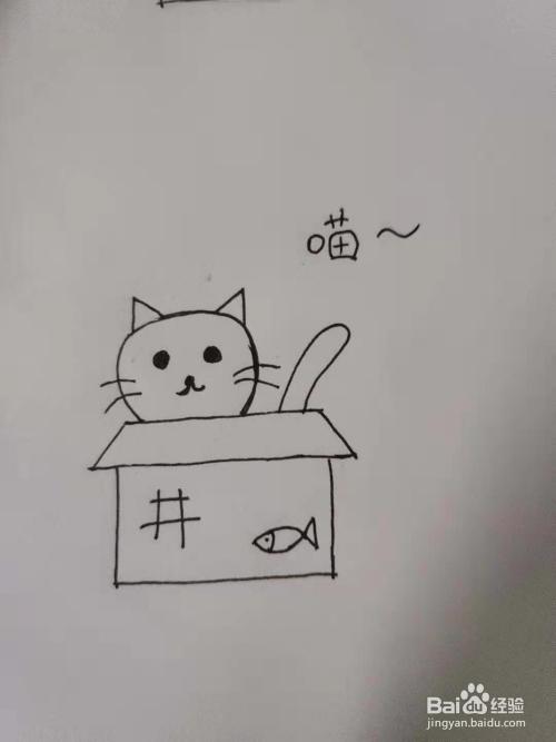 纸箱猫咪简笔画