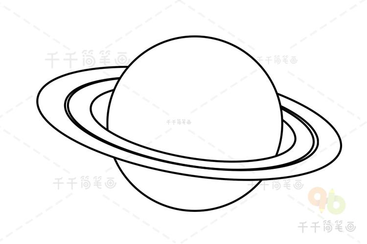 土星简笔画亲子绘画