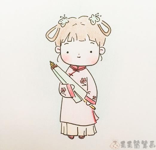 汉服小女孩简笔画图片古装女孩简笔画图片