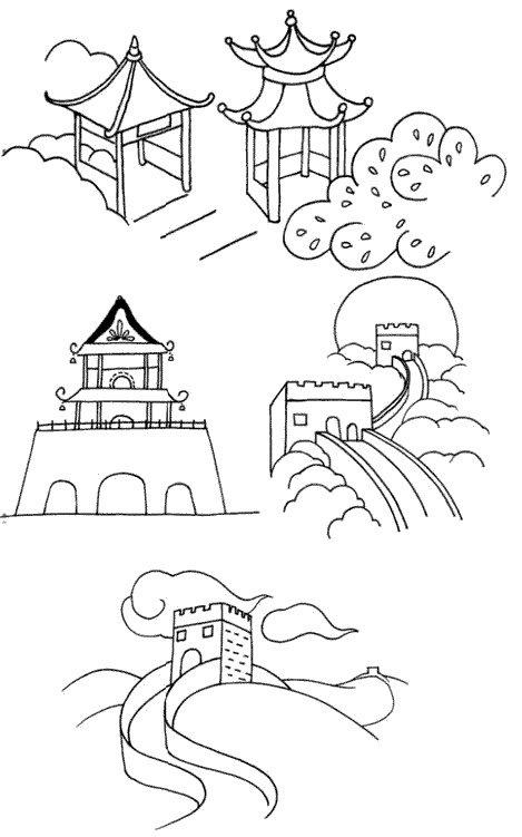 中国古代建筑怎么画简笔画图解