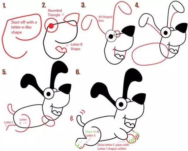 儿童简笔画2018狗年教你用字母和数字画出8种不同的小狗