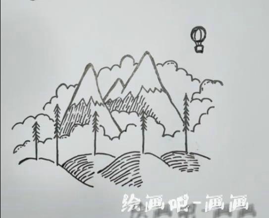 简单的大山简笔画 大山风景简笔画视频教程