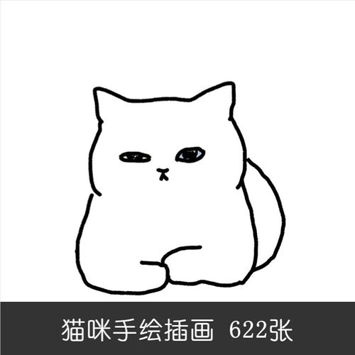 喵星人小猫咪板绘手绘儿童美术插画简笔画简单线条画绘画图片素材