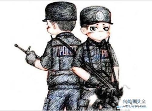 特警简笔画彩色