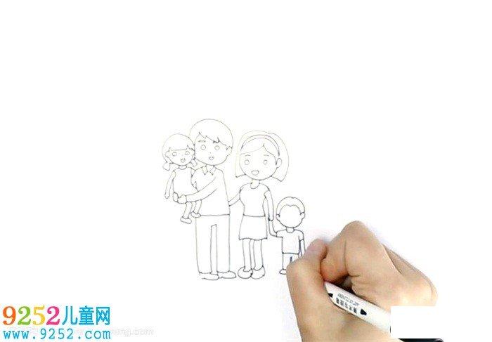 全家福4人怎么画好看家庭人物简笔画