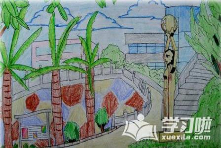 小学生二年级简笔画校园的风景画