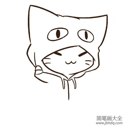 戴帽子的小猫简笔画