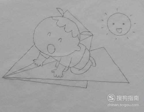 如何画纸飞机上的小女孩的简笔画看完你学会了么