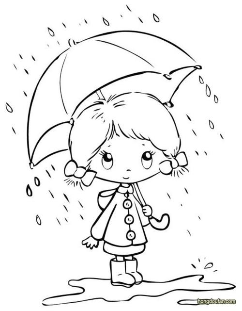 下雨天的小女生要如何画雨伞雨鞋雨衣简笔画大全