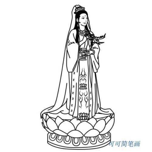 西游记观音菩萨简笔画观音菩萨简笔画步骤图古代人物简笔画留着教小