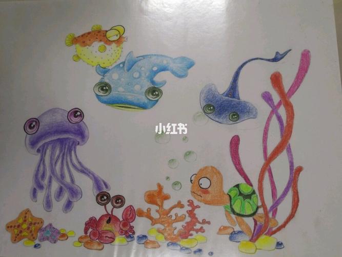 库存彩铅画 海洋生物类简笔画彩铅简笔画教程影视