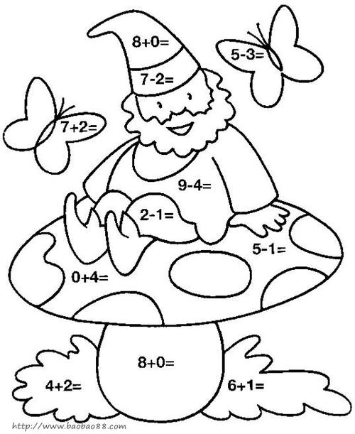 数学趣味涂色卡7p字符图形简笔画涂色图片 - 宝宝吧