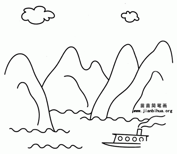 桂林山水简笔画图片画法