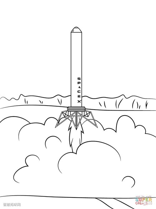 spacexfalcon9火箭着陆简笔画图片