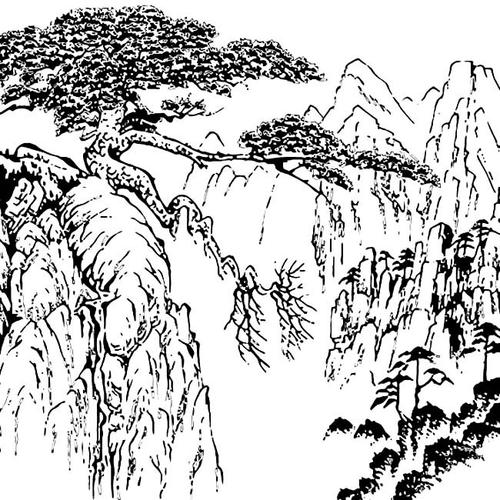 迎客松植物简笔画步骤图片大全儿童画绘画吧-画画