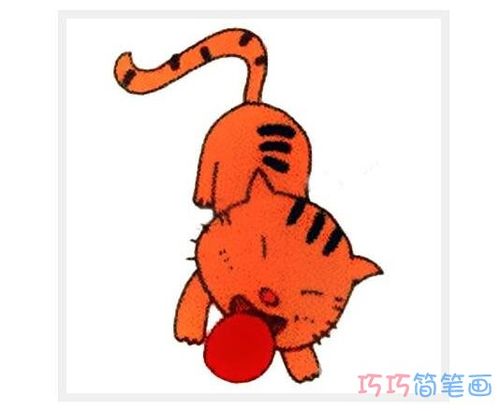 彩色小猫咪玩球怎么画简单可爱小猫简笔画图片