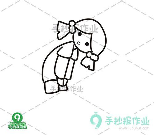 小女孩弯腰简笔画