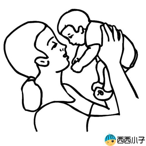 妈妈抱小孩的简笔画图片母亲和孩子的画法