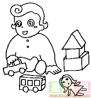 小孩耍玩具简笔画幼儿滚轮胎游戏简笔画1玩具简笔画画一个一边尖的