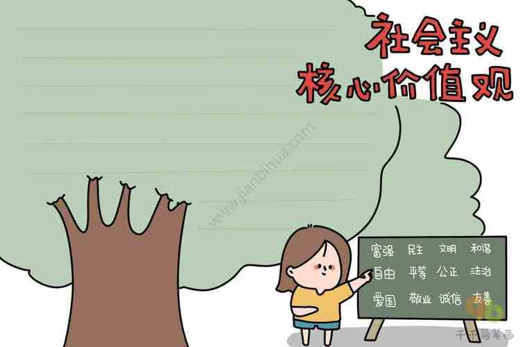 社会主义核心价值观手抄报小学生爱国手抄报简笔画