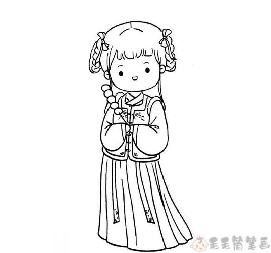 温柔可爱的古代女子简笔画