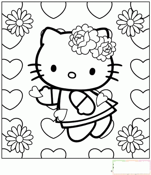 kitty猫头上插花简笔画