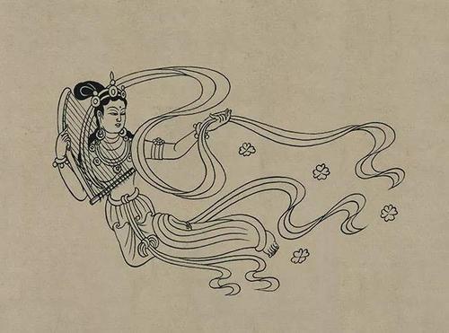 莫高窟人物线描稿187张临摹完就可以出师了敦煌壁画飞天简笔画嫦娥