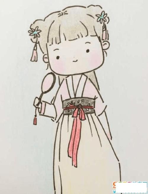 汉服小姑娘q版简笔画小女孩简笔画