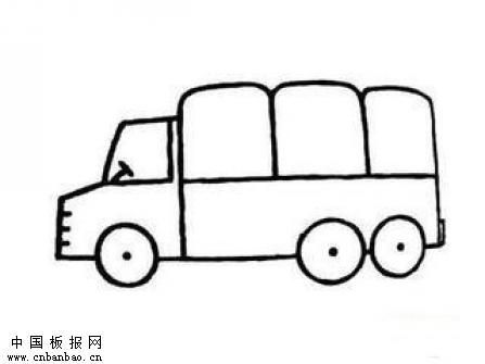 简笔画涂色路上小汽车