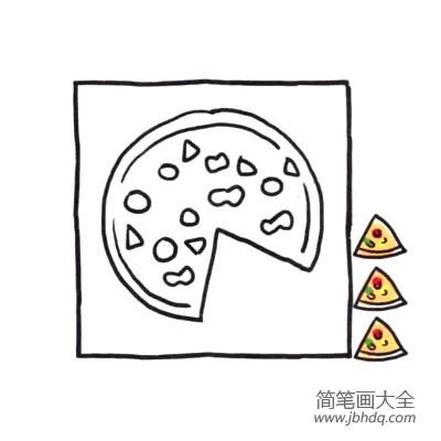 四步画出可爱简笔画 料多味足的披萨