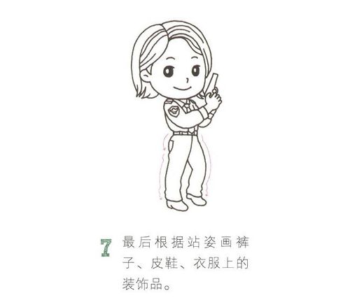 女警察简笔画画法步骤图