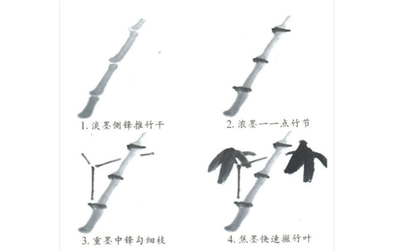  少儿简笔画画法及填色教程3上图是最简单的用水墨绘画墨竹的方法