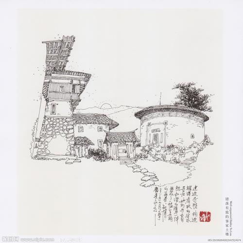 寺庙的建筑简笔画