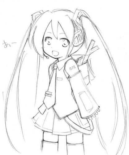 初音未来简笔画卡通