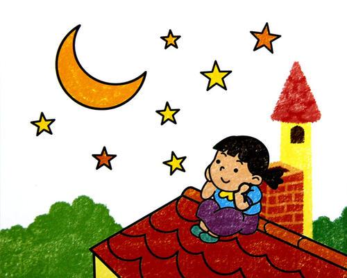 幼儿简笔画夜晚星空