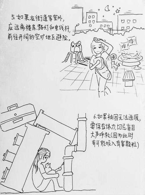 有关地震逃生的简笔画