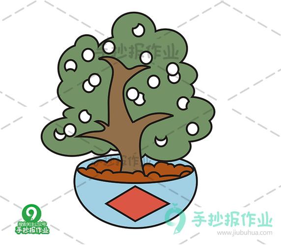 元旦节金桔树简笔画