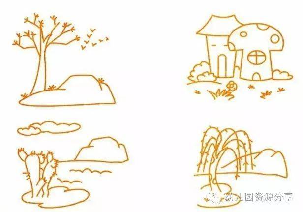 幼儿园风景类简笔画简单的线条一样可以勾勒出美丽景色