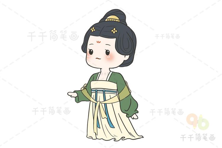 q版唐朝女子古风人物古风人物简笔画