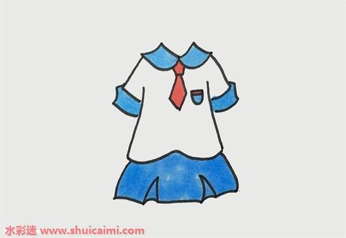 女生校服怎么画女生校服简笔画简单彩色