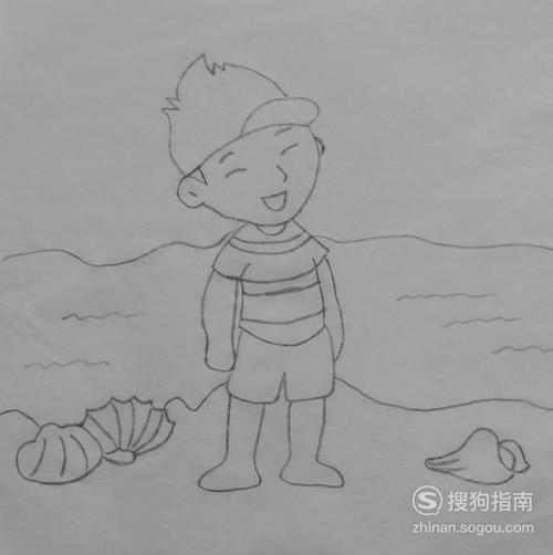 如何画沙滩男孩的简笔画