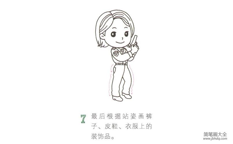 一步一步学画女警察警察简笔画-简笔画大全